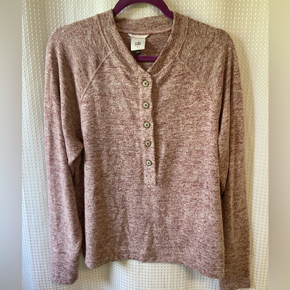 CAbi #4200 Marled Henley Sweater